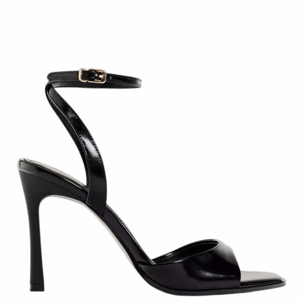 ZARA Patent Effect Heeled Sandals Ankle Strap Stiletto Block 9 EU 40 2316/310